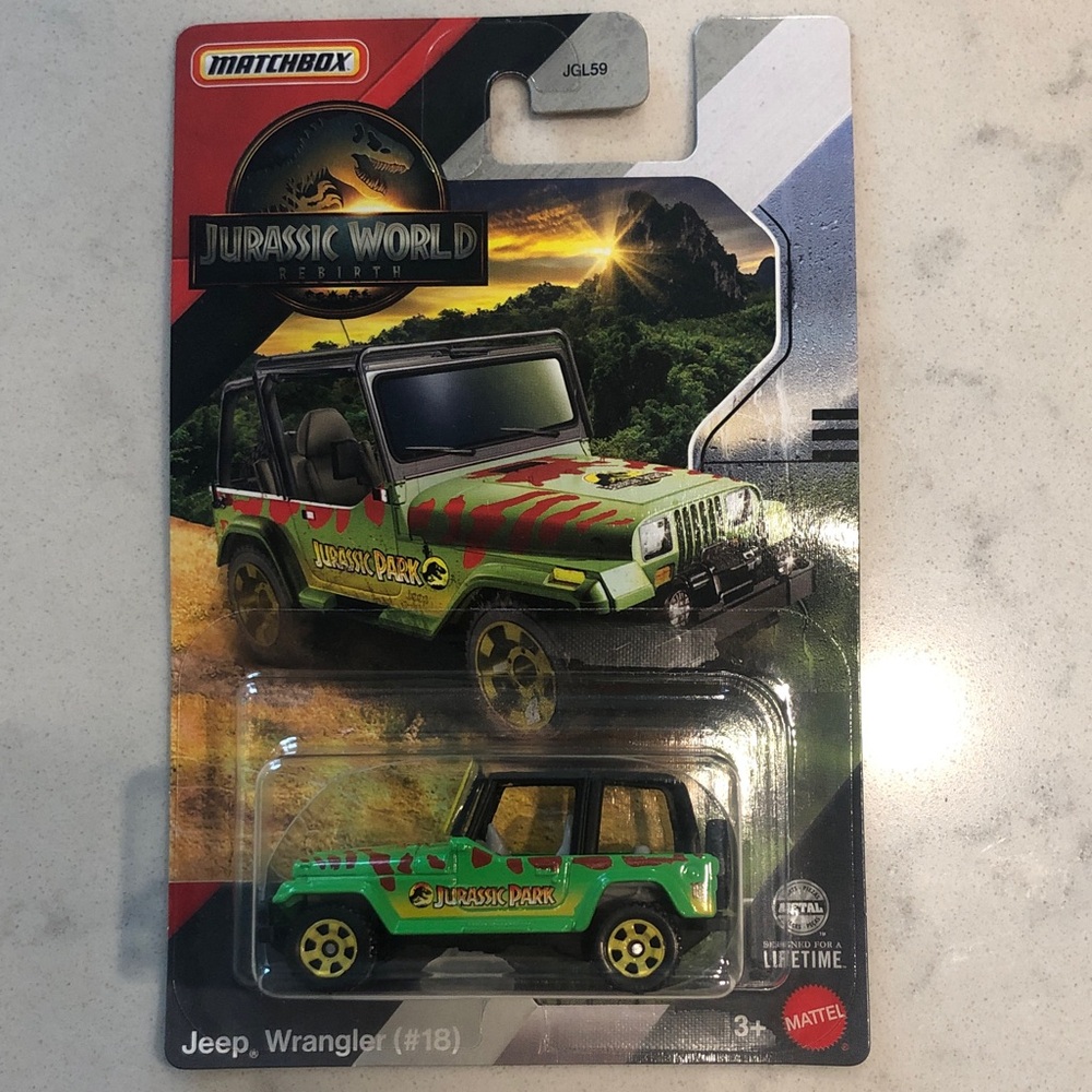 Mattel Matchbox Jurassic World Green and Red Jeep